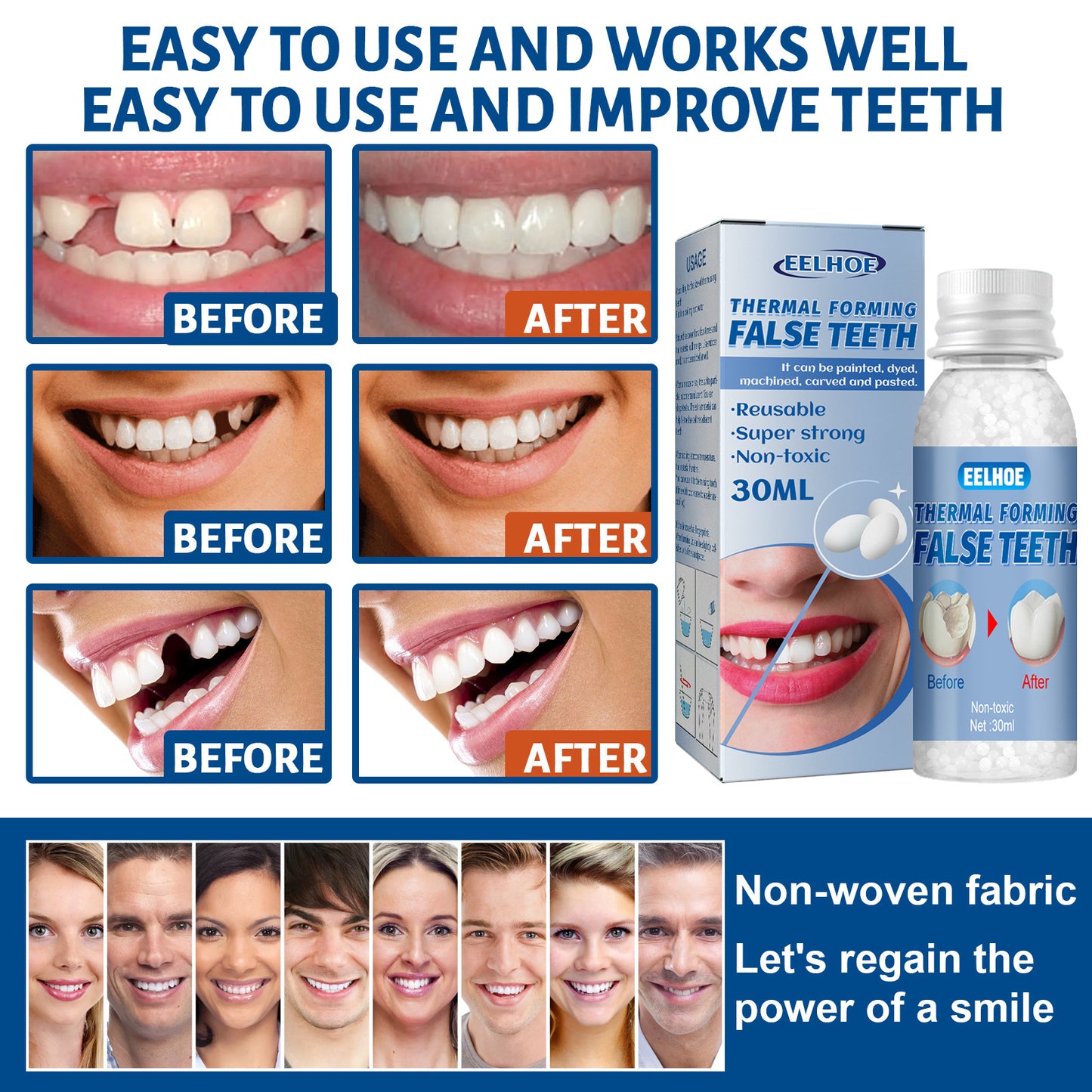 EELHOE shapeable gutta-percha film and television makeup denture modification temporary fillings teeth gum holes and gaps 