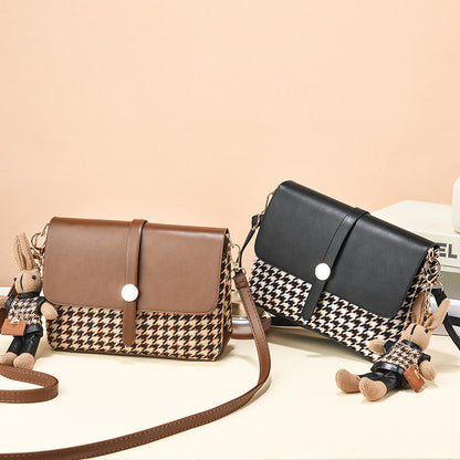 Manufacturer wholesale high-end niche houndstooth bag women's autumn and winter new fashion fashion single shoulder crossbody small square bag 