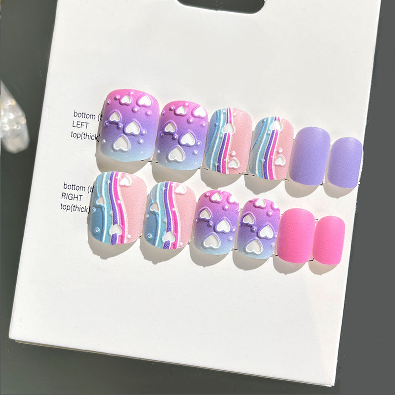 Wearable manicure finished nail patches for adults short bridal style embossed nude color 2023 new nail patches 