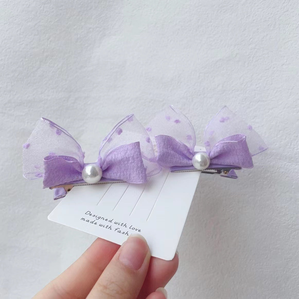 Korean version of pearl three-dimensional bow rabbit ears baby pair clip small fresh seersucker children's hair clip cute headdress 