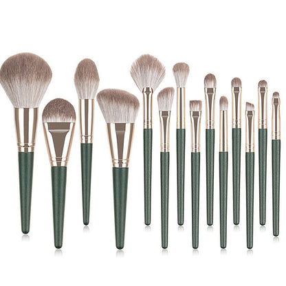 14 အပိုင်းပိုင်း Green Cloud Makeup Brush Set Portable Powder Brush Foundation Brush Eyeshadow Brush မိတ်ကပ် Beginner Makeup Brush 