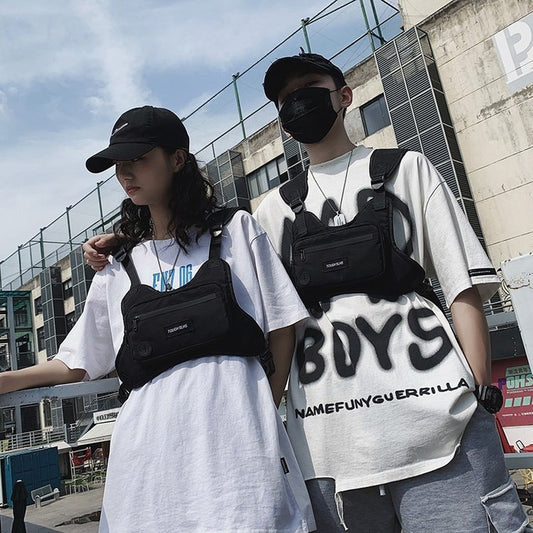 潮牌战术马甲包男 轻机能风工装背心女 韩版时尚功能外穿胸包男