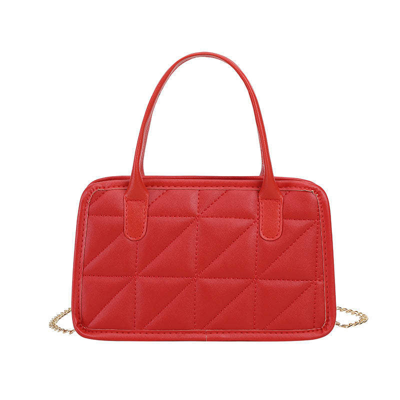 女士手提枕头包2021ladies handbags外贸包包女菱格链条绣花包