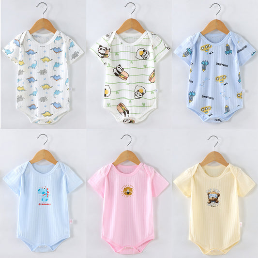 Summer jacquard foreign trade jumpsuit newborn clothes baby triangle robe 0-2 years old infant floral crawling clothes 