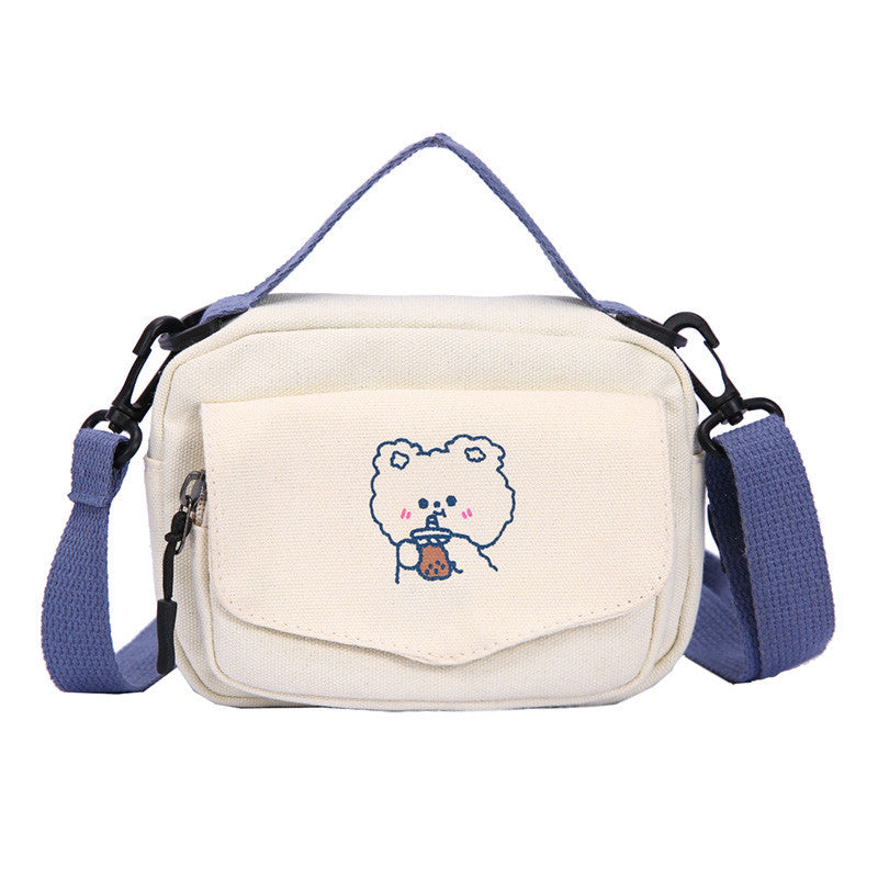 Cute girl canvas bag 2021 new Korean version ins Japanese style Harajuku canvas messenger bag female student shoulder bag 