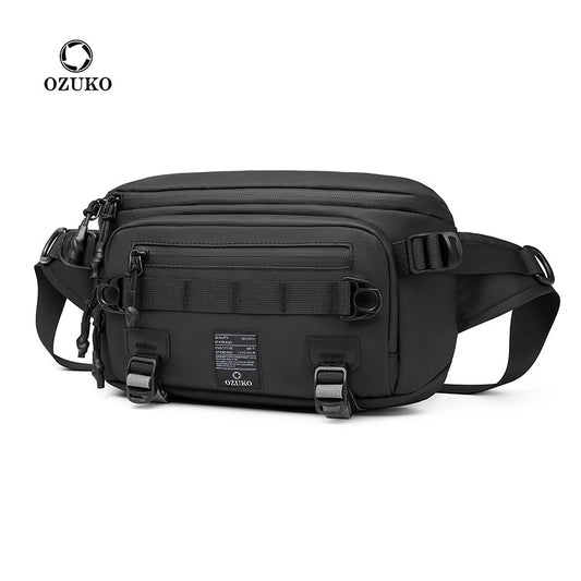 Ozuko new men's bag single shoulder crossbody bag outdoor trendy brand men's chest bag high-end men's waist bag wholesale 
