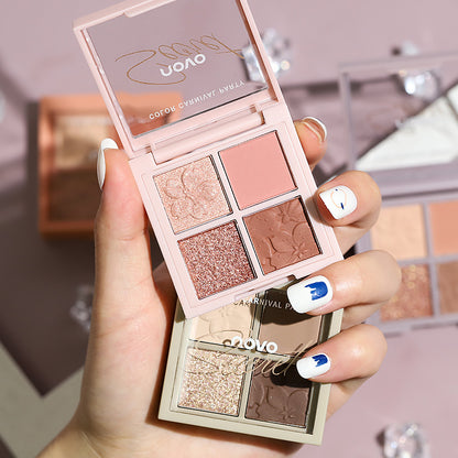 NOVO Sakura Story four-color eyeshadow palette for beginners, beginners, earth-tone daily light makeup eyeshadow palette 