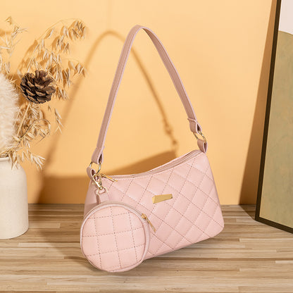 绣花腋下包新款2023ladies bag手机化妆品收纳包菱格单肩包两件套