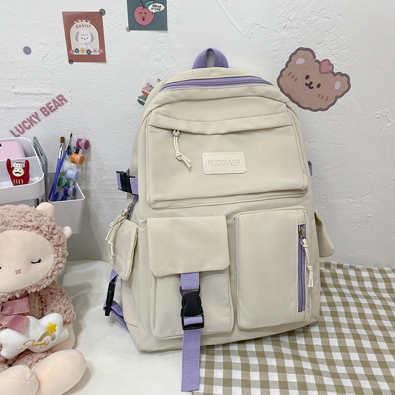 2021新款潮韩版大容量初高中学生书包轻便简约旅行包帆布双肩背包
