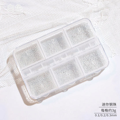 Nail Art Accessories Internet Celebrity 2023 New Mixed Pearl Flowers Flat Bottom Diamond Steel Beads Gold Foil as Nail Decorations 