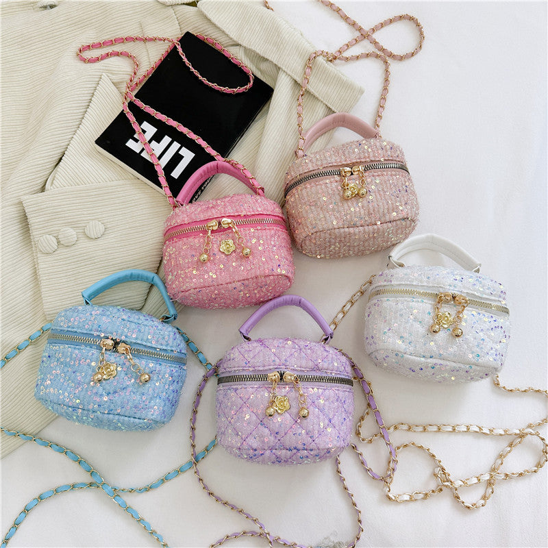 Diamond children's bag, high-end parent-child handbag, fashionable and personalized girl's cross-body bag, small fragrant sequined backpack 