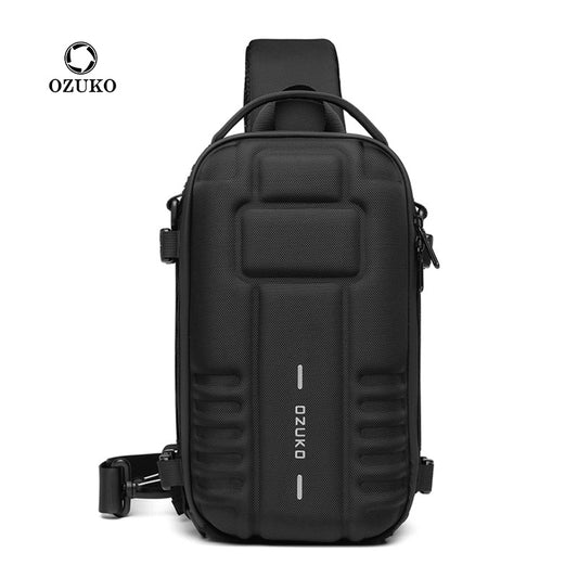 Ozuko's new hard shell chest bag men's sport functional men's shoulder bag outdoor tactical men's bag crossbody bag
