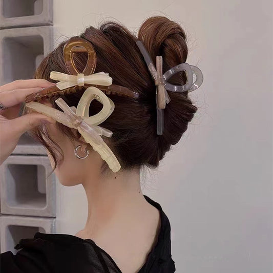 Internet celebrity temperament sweet French bow large clip high-end sense Korean simple shark clip hair clip women's hair 