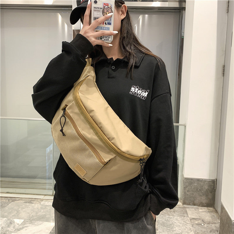 Men's bag, shoulder crossbody bag, large-capacity casual chest bag, men's trendy brand cross-body versatile student sports waist bag for women 