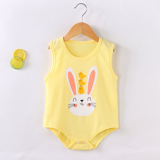 2023 Baby Coverall Summer Newborn Clothes Sleeveless Triangle Harness Category A Summer Baby Onesie Vest 