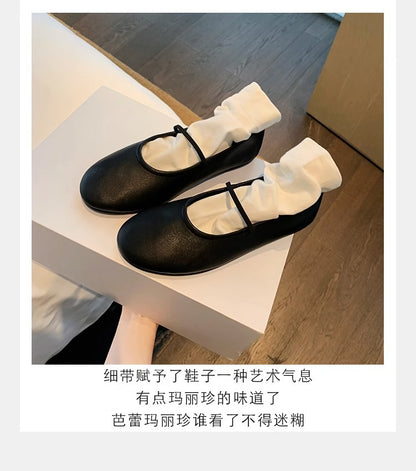葡萄妈studiolee 软面圆头浅口单鞋细一字带平底玛丽珍女鞋夏季