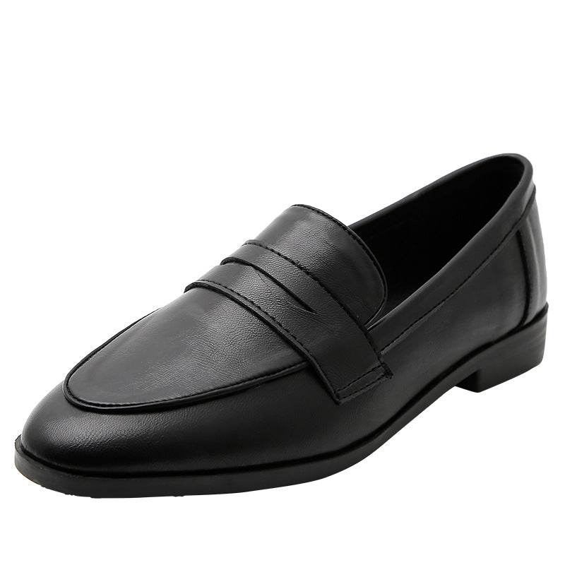 1288-5 loafers အမျိုးသမီး 2023 အသစ်အပြား နှစ်ထပ်ဝတ် ဗြိတိန်စတိုင် သေးငယ်သော သားရေဖိနပ် တစ်ခုတည်း ဖိနပ် စလစ်ပေါ်မှ စစ်မှန်သော သားရေ အမျိုးသမီး ဖိနပ်များ 