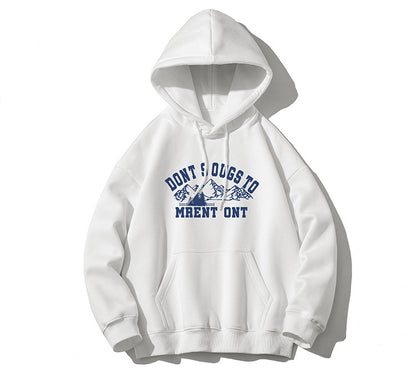 Japanese retro snow mountain print hooded sweater men's and women's tide brand street loose bf style all-match tops 