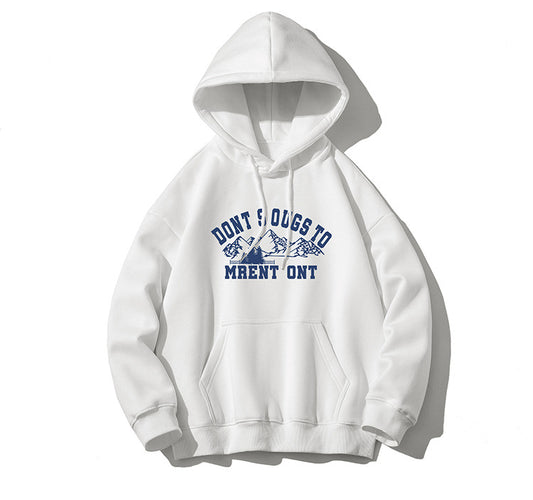 Japanese retro snow mountain print hooded sweater men's and women's tide brand street loose bf style all-match tops 