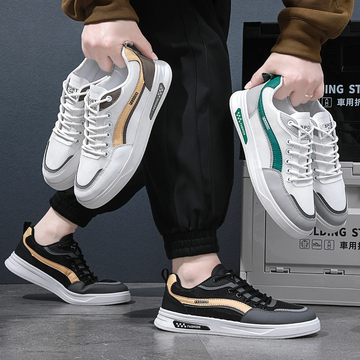 Men's shoes 2023 new summer all-match casual running sneakers men's high-end melting thick-soled daddy trendy shoes