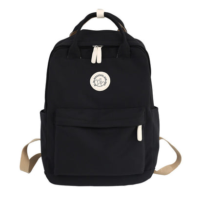 Japanese ins school bag for female middle school students 2023 new simple solid color large capacity backpack female travel backpack 