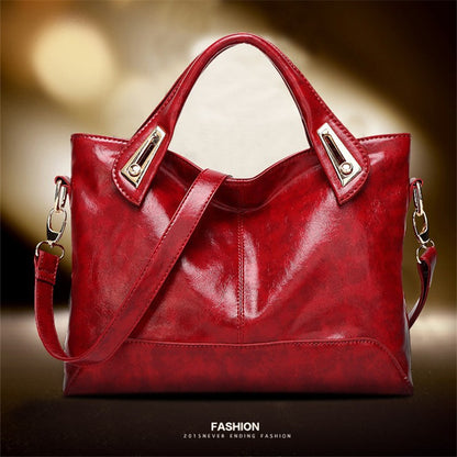 Bags 2023 New Fashion Simple Women's Bag Oil Waxed Leather Women's Shoulder Crossbody Handbag Wholesale Handbag Leather Bag 