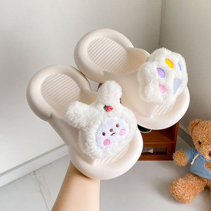 Cartoon rabbit stepping on feces feeling slippers female summer wear non-slip soft bottom student indoor home home bedroom sandals 