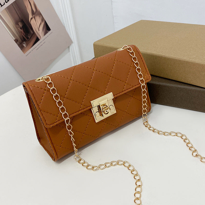 绣花小方包2021ladies bags韩版女士单肩包跨境包包女菱格链条包