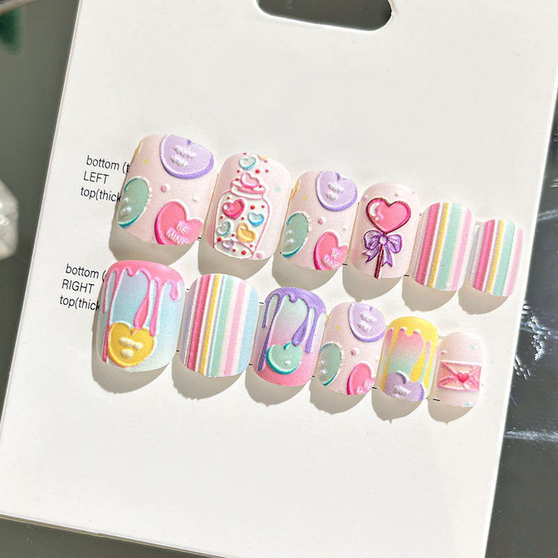Wearable manicure finished nail patches for adults short bridal style embossed nude color 2023 new nail patches 
