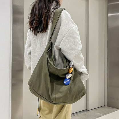 Crossbody bag female college student class bag female dual-use ins style Japanese style large capacity Ruiying canvas bag shoulder bag 