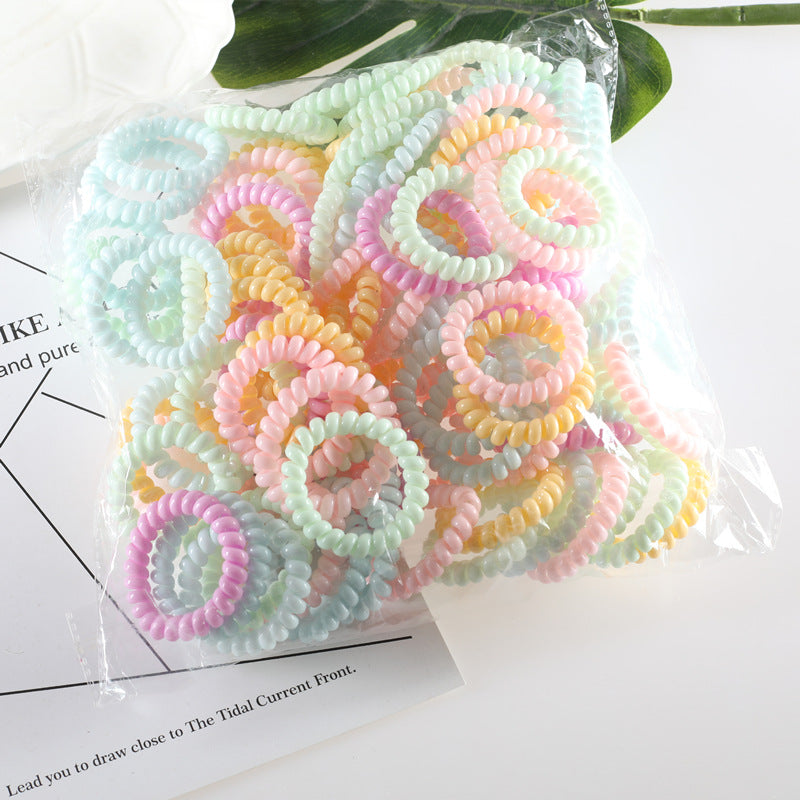 Korean version of the telephone cord hair circle women's hair rope solid color bright surface simple rubber band hair accessories net red head rope wholesale 