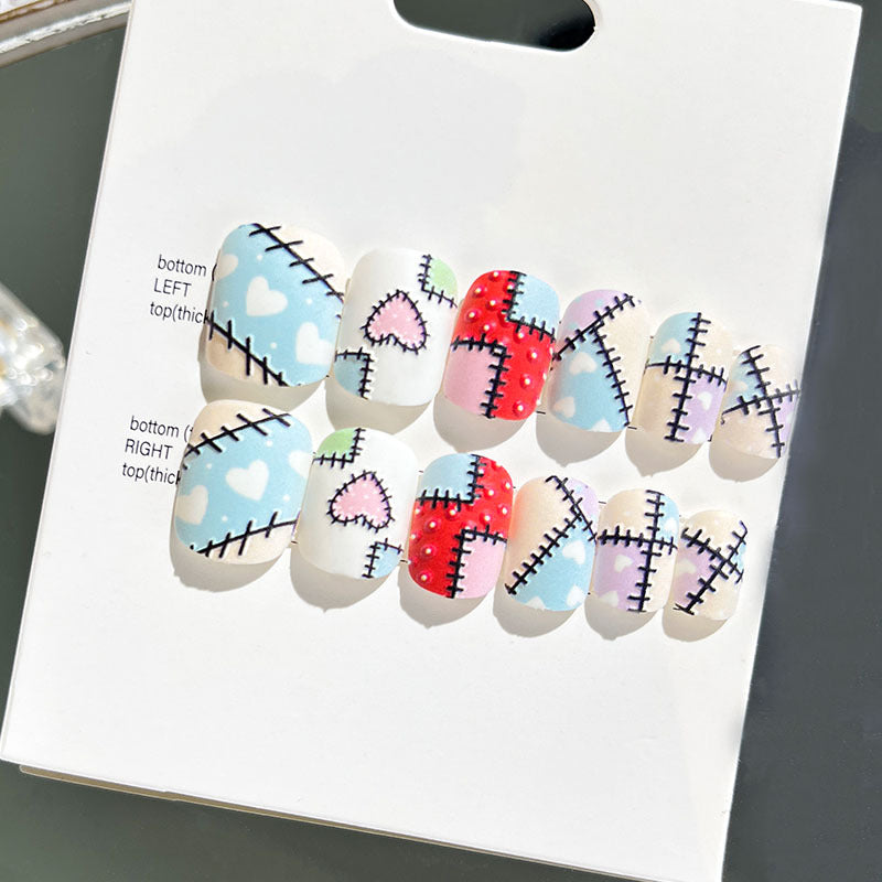 Wearable manicure finished nail patches for adults short bridal style embossed nude color 2023 new nail patches 