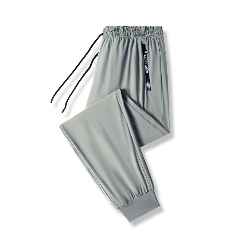 High elastic ice silk trousers men's summer trend thin sports casual pants quick-drying ice silk trousers 8316-TP30 