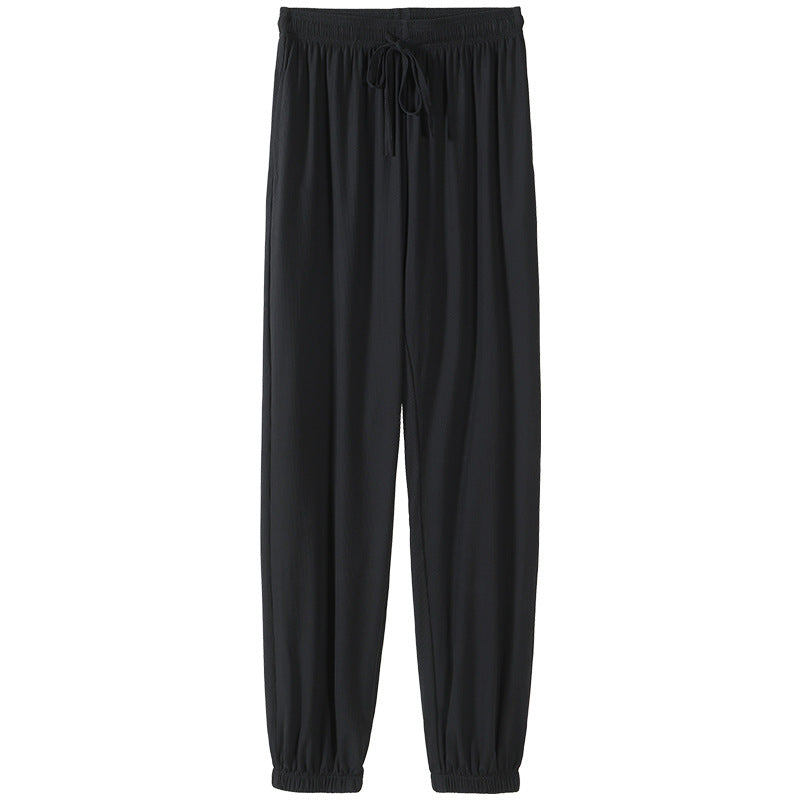 Ice Silk Sports Pants Women's Summer Thin Section Loose Beam Casual Wide Leg Harem Pants Nine Points Anti-mosquito Lantern Pants 
