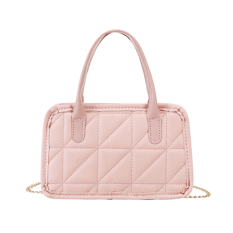 女士手提枕头包2021ladies handbags外贸包包女菱格链条绣花包
