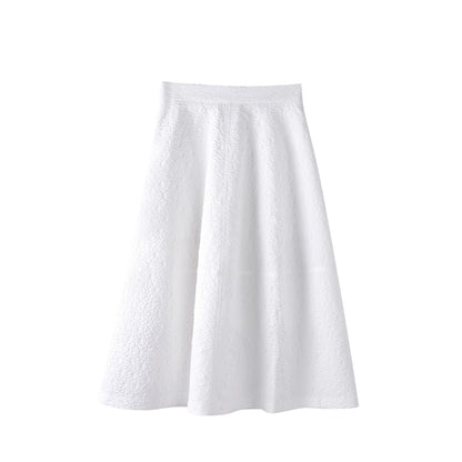 Baizi solid color high waist skirt 2023 summer new Korean version of all-match chiffon A-line skirt mid-length 231194 
