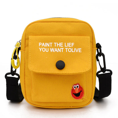 Korean version ins canvas crossbody bag women's bag new 2020 internet celebrity same style student small fresh hand shoulder bag 