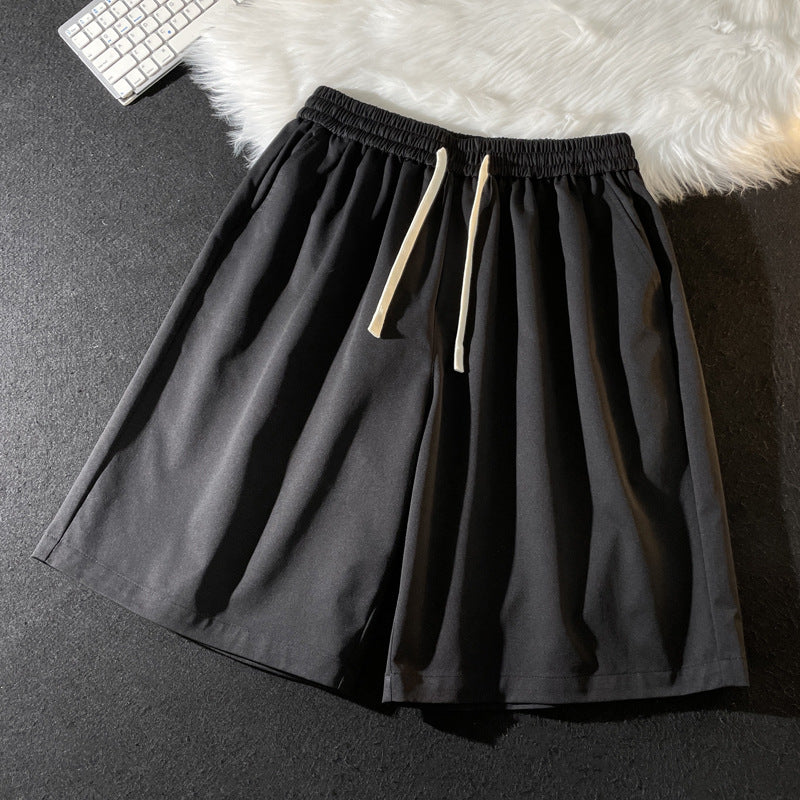 Summer new men's Korean version loose thin section breathable elastic solid color sports leisure five-point pants trendy couple shorts 