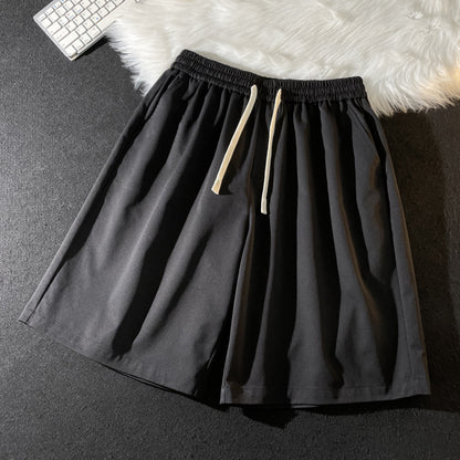 Summer new men's Korean version loose thin section breathable elastic solid color sports leisure five-point pants trendy couple shorts 