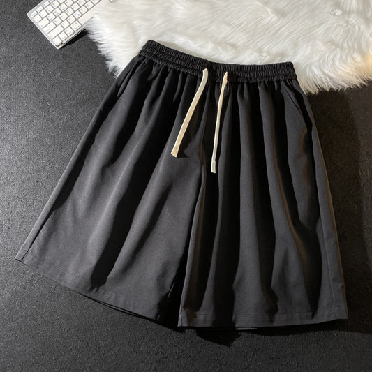 Summer new men's Korean version loose thin section breathable elastic solid color sports leisure five-point pants trendy couple shorts 