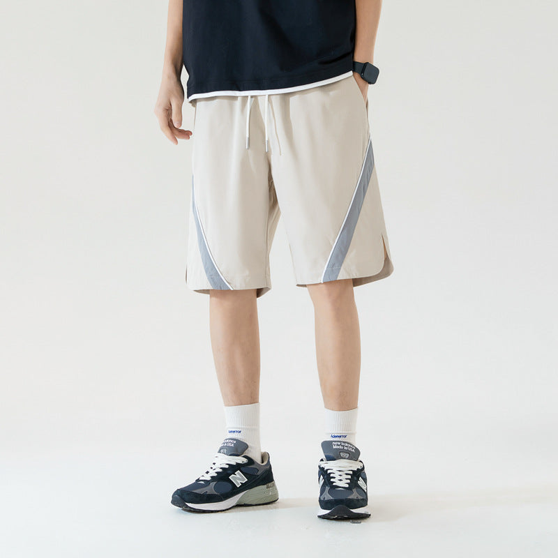 Summer new men's Korean version of ice silk quick-drying elastic sports casual five-point pants trendy couple net red same style shorts 