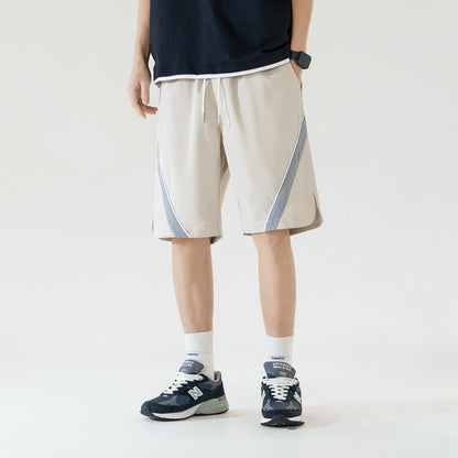 Summer new men's Korean version of ice silk quick-drying elastic sports casual five-point pants trendy couple net red same style shorts 