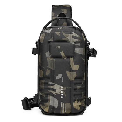 Ozuko's new hard shell chest bag men's sport functional men's shoulder bag outdoor tactical men's bag crossbody bag