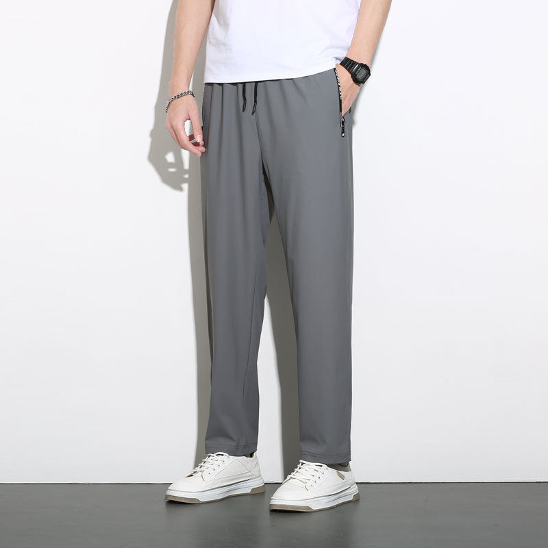 High elastic ice silk trousers men's summer trend thin sports casual pants quick-drying ice silk trousers 8316-TP30 