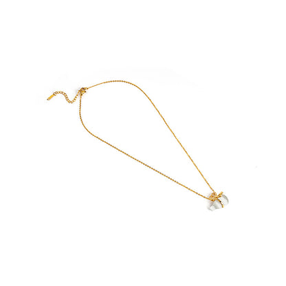 Douyin Explosive Titanium Steel Necklace Light Luxury Micro-inlaid Longevity Lock Maple Leaf Jade Gourd Turnable Windmill Pendant Clavicle Chain 