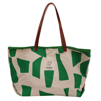Ruiying's new plaid canvas shoulder bag for women, trendy large-capacity Japanese style literary leisure bag, pure cotton shopping bag 