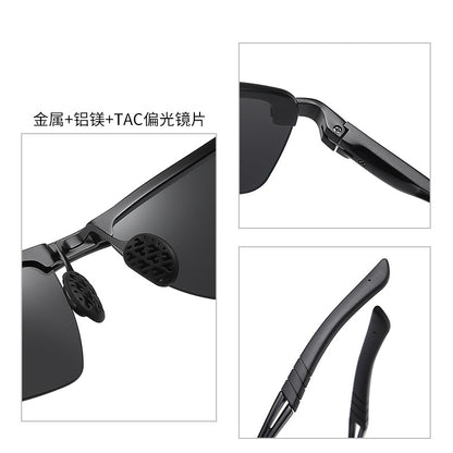 New Men's Sunglasses Aluminum Magnesium Legs Half Frame Polarized Sunglasses Fishing Glasses 3391 Driver Driving Sunglasses 