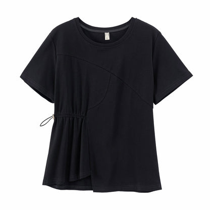 Korean version of large size women's clothing fat sister 2023 summer new slimming sweet and spicy style T-shirt tops wholesale 18031 