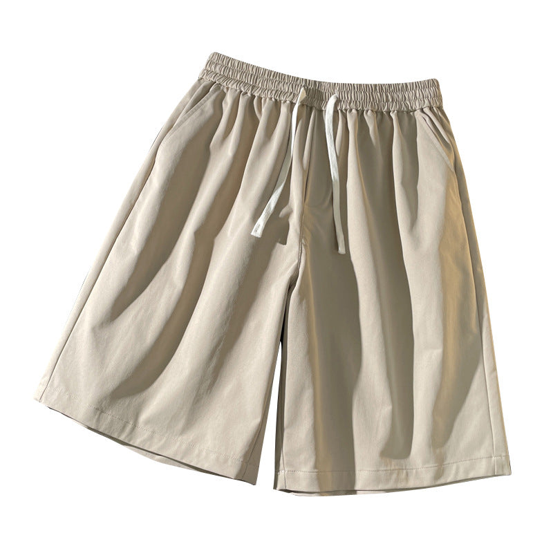 Summer new men's Korean version loose thin section breathable elastic solid color sports leisure five-point pants trendy couple shorts 