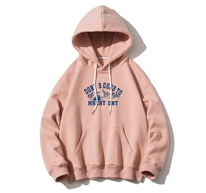 Japanese retro snow mountain print hooded sweater men's and women's tide brand street loose bf style all-match tops 